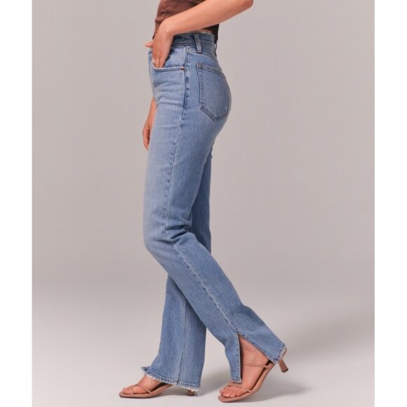 Abercrombie & Fitch The 90’s Straight Ultra High Rise Jean Size 28/6 Spilt Ankle - Picture 5 of 15